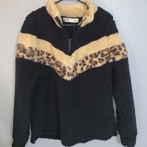Black Cheetah Sherpa Quarter Zip